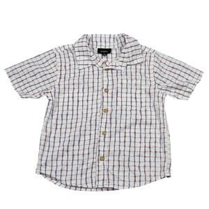 PICOPINO TODDLER SHORT‑SLEEVE BUTTON‑UP SHIRT – BLUE/RED CHECK – SIZE 3T